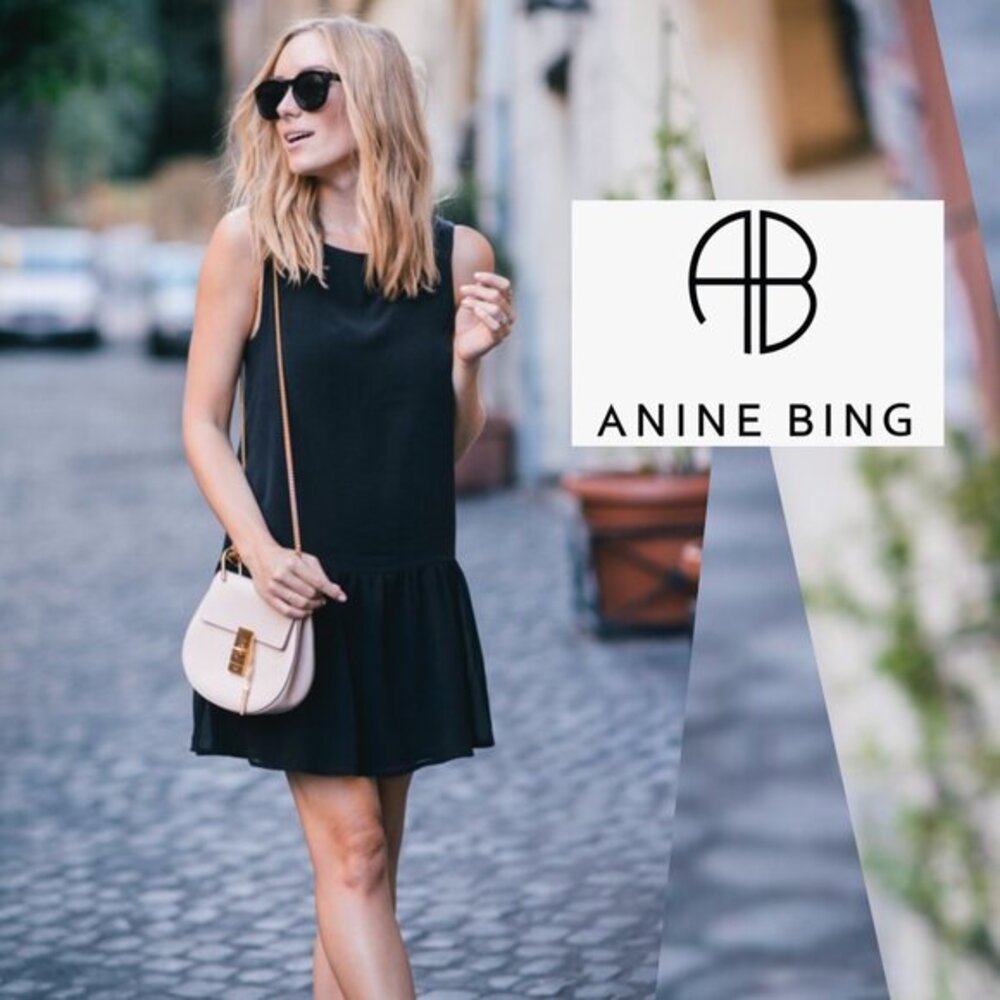 Anine Bing Silk Dress XS Black Mini Sleeveless LBD Scoop Flounce